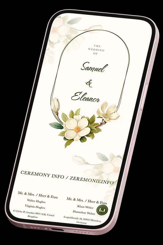 Invitación de boda online ChungDoi mostrada en un celular