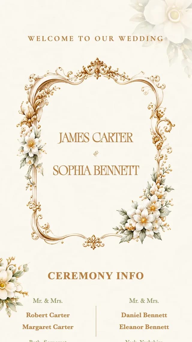 The same wedding invitation shown in several different designs