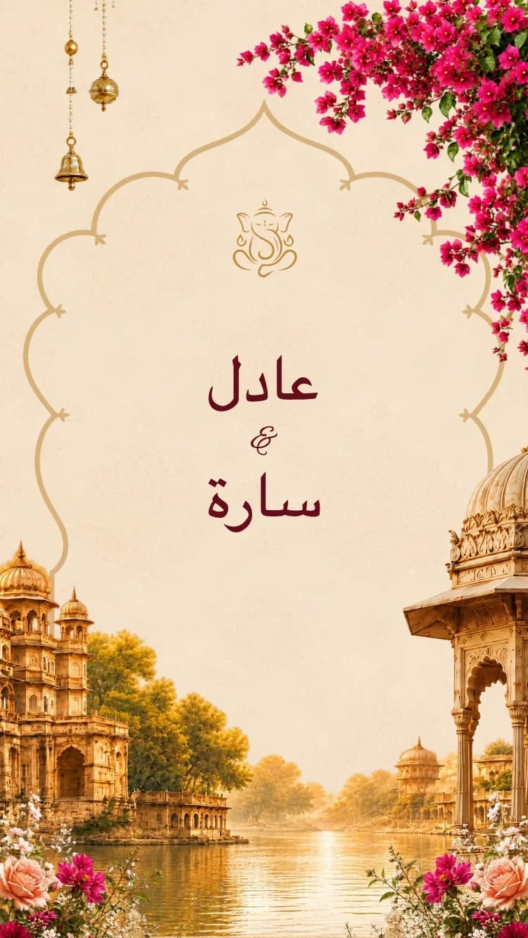 محل - ذهبي - قالب دعوة زفاف إلكترونية