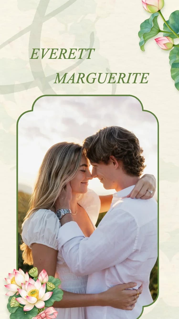 Lotus V2 - Green - Plantilla de Invitación de Boda Online