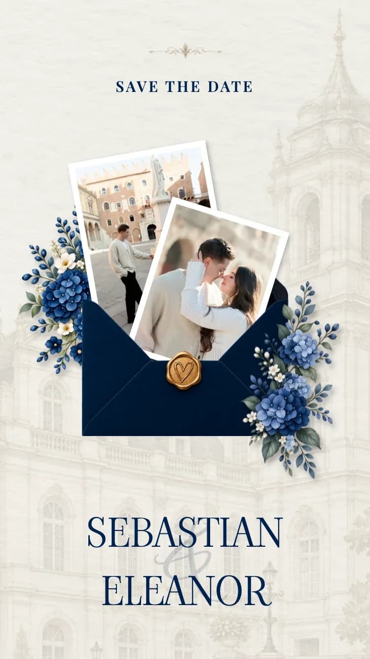 Minimalism - Dark Blue - Plantilla de Invitación de Boda Online