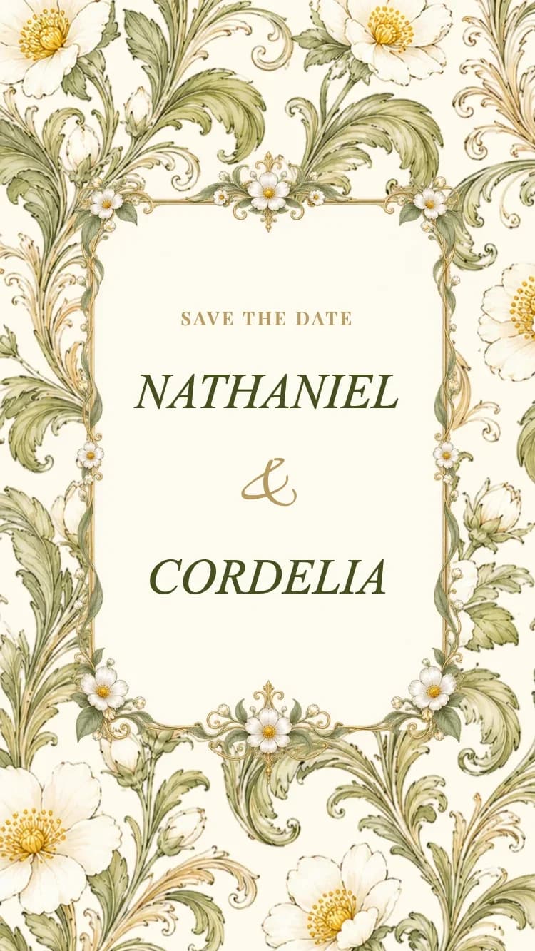 Porcelain II - Green - Online Wedding Invitation Template