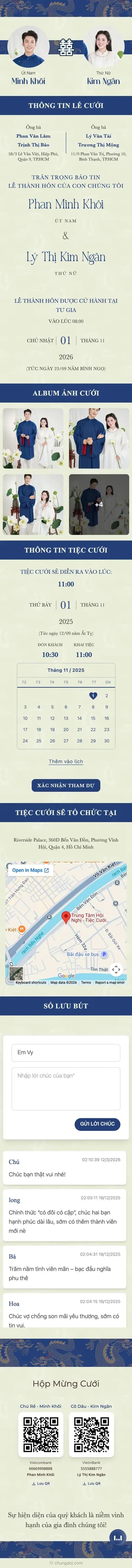 Mẫu thiệp cưới Song Long - Lam