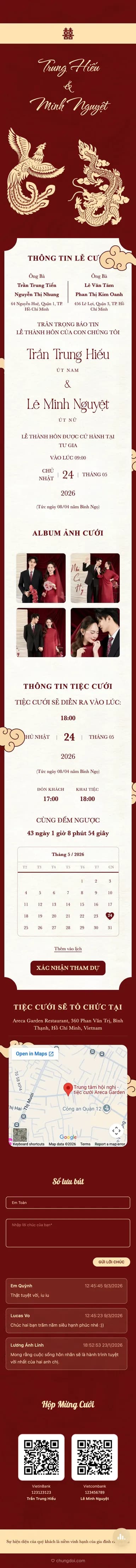 Mẫu thiệp cưới Long Phụng V2 - Đỏ