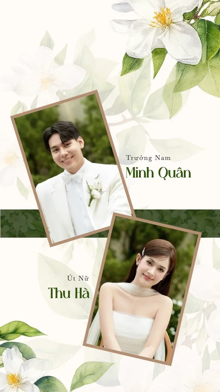 Hoa Mộc - Xanh - Mẫu thiệp cưới online