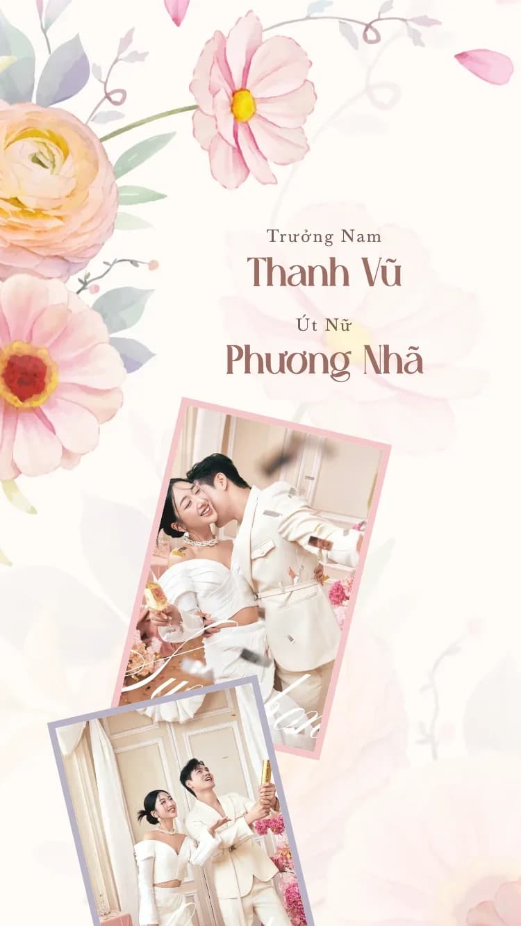 Hoa Mộc - Hồng - Mẫu thiệp cưới online