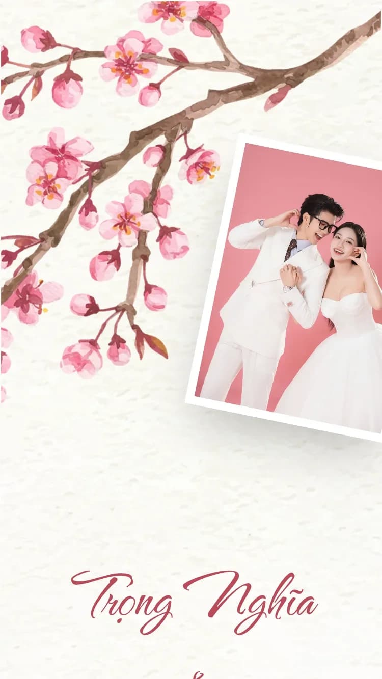 Mẫu thiệp cưới Hoa Anh Đào