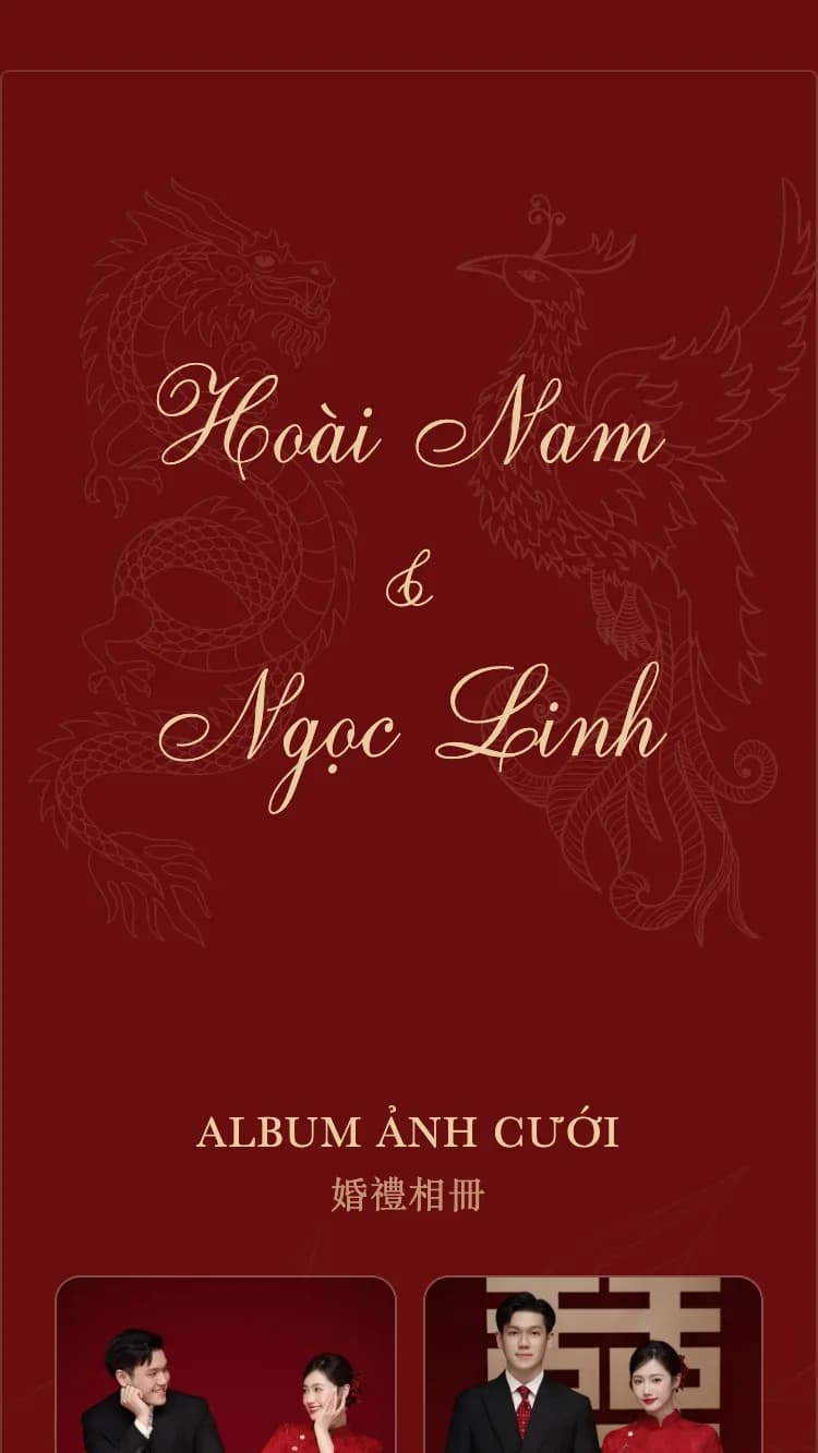Mẫu thiệp cưới Long Phượng Đỏ