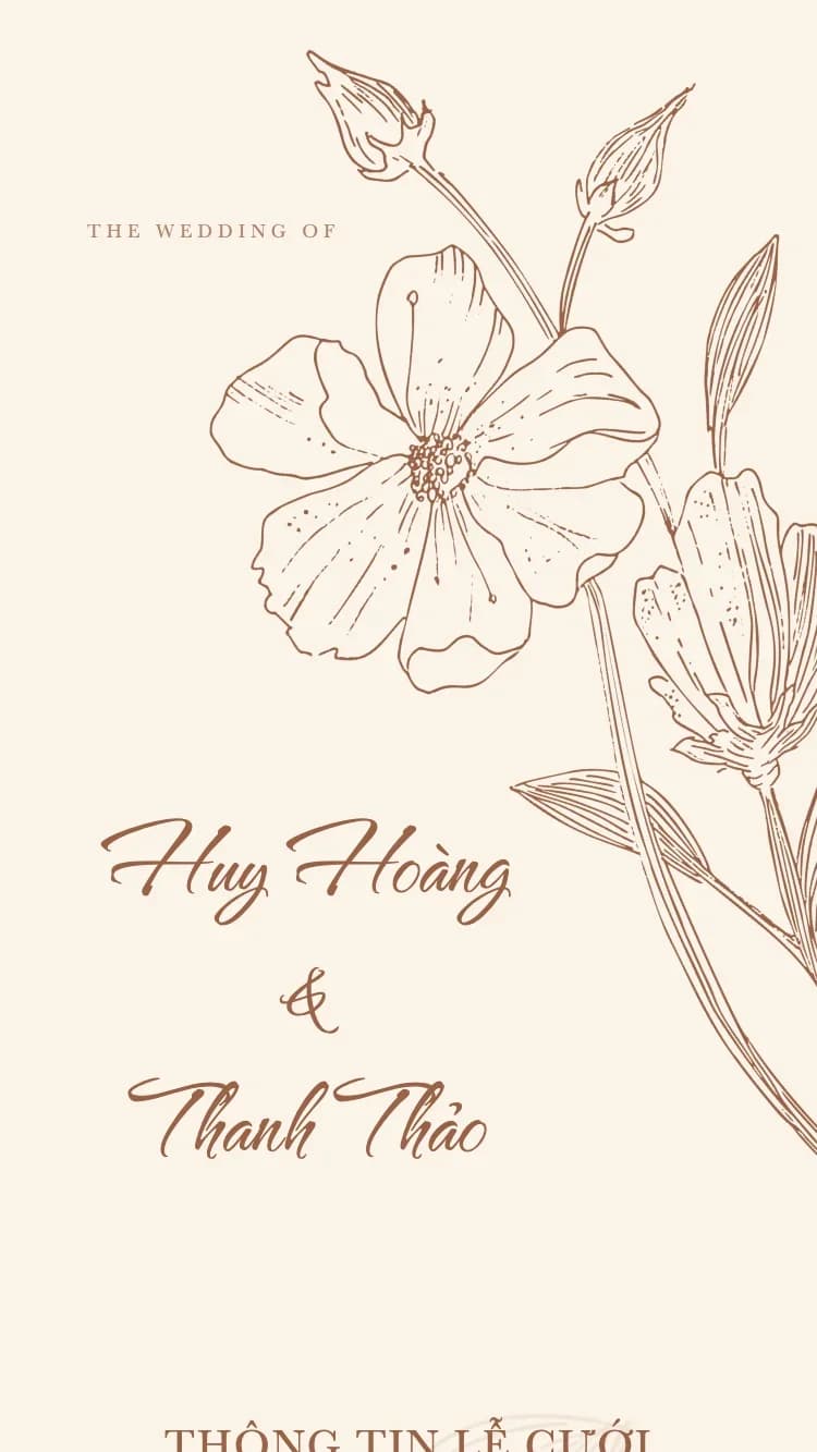 Hoa Lụa - Nâu - Mẫu thiệp cưới online