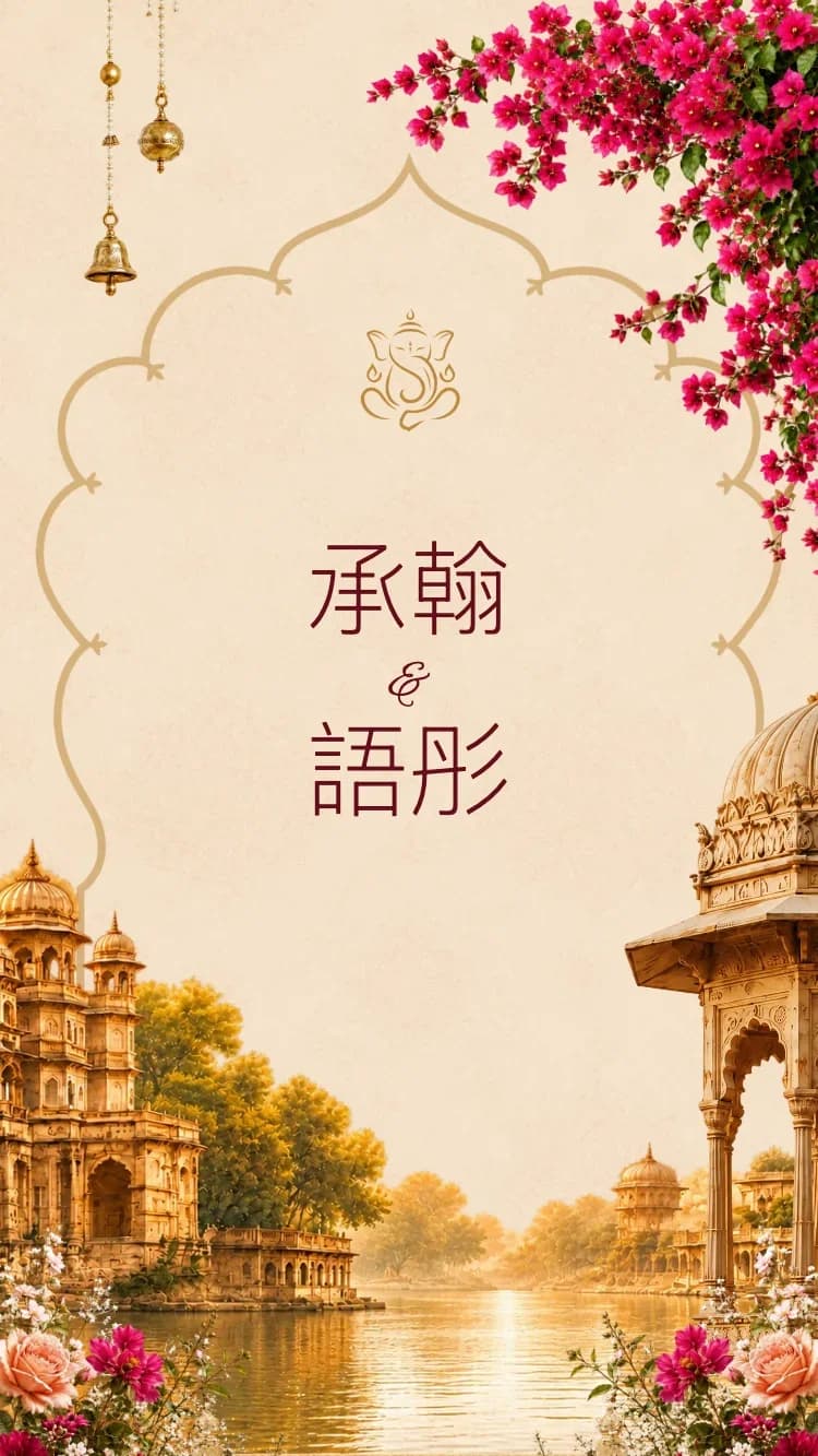 印度宮 - 金 - 線上婚禮請帖範本