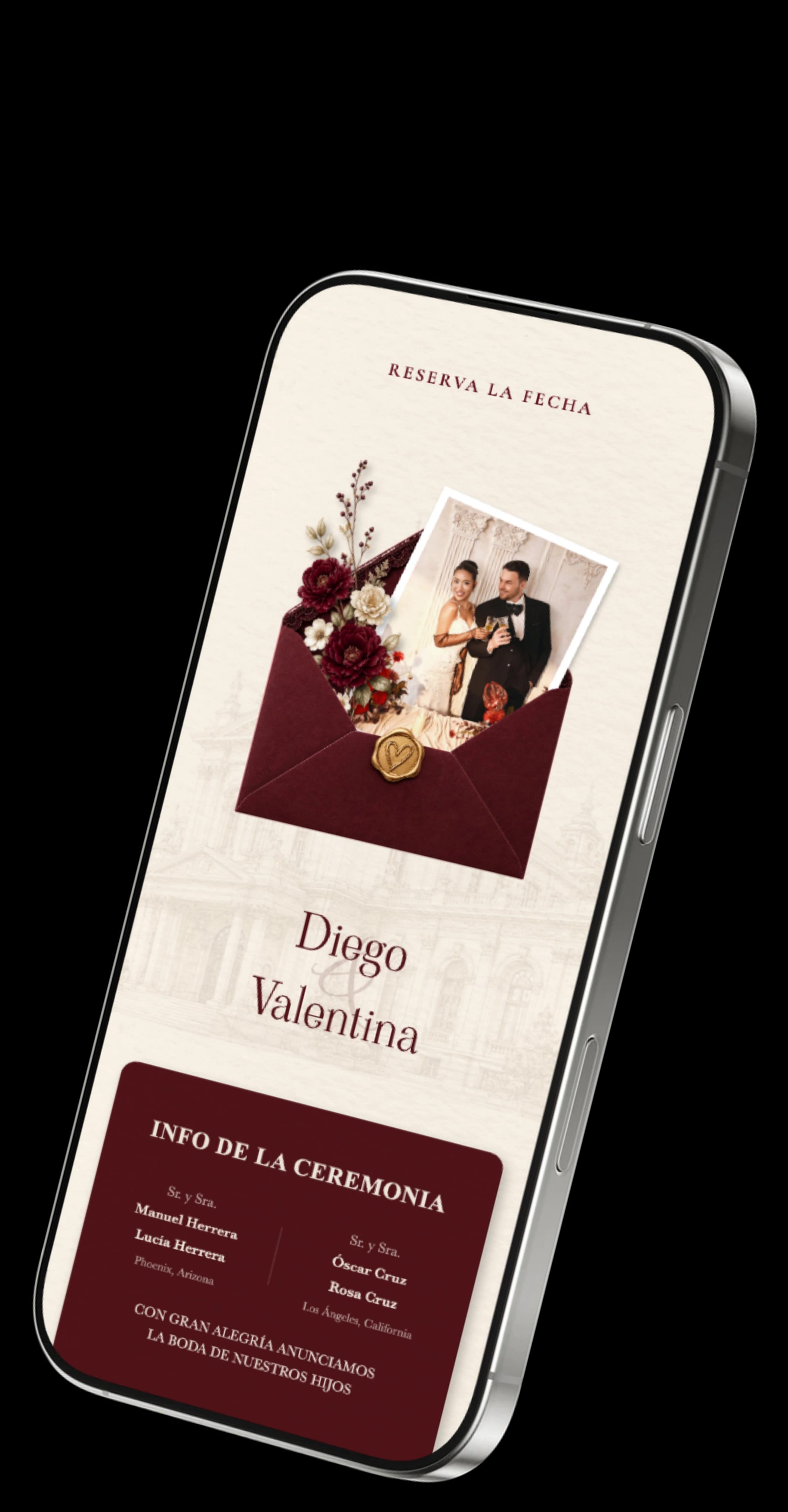 Invitación de boda online en el celular