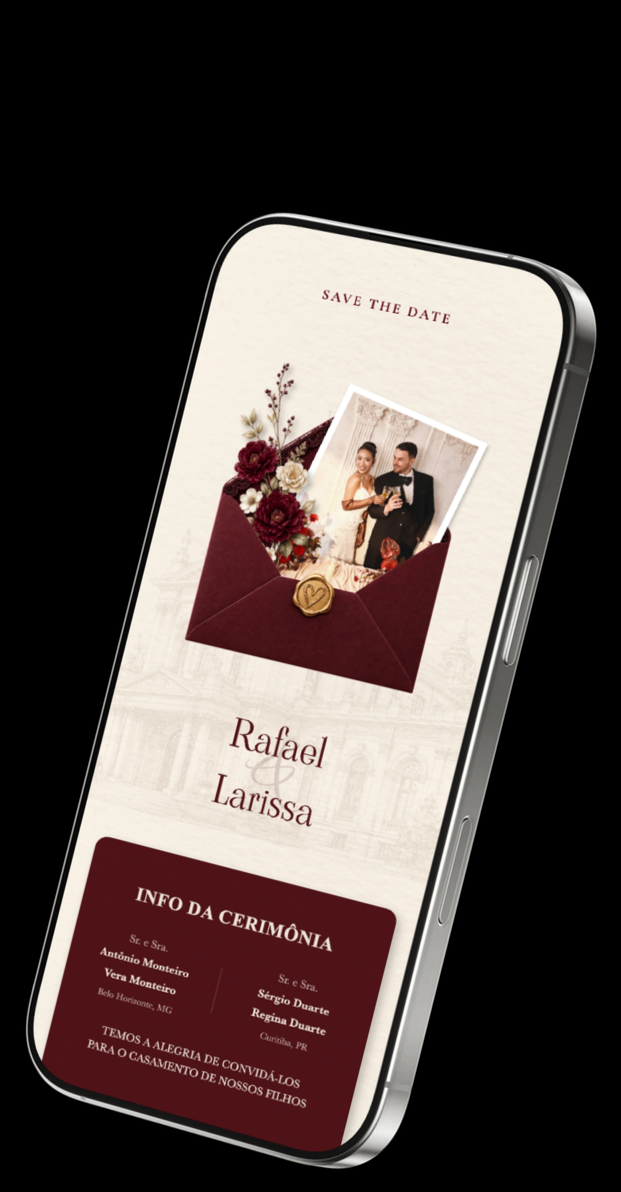 Convite de casamento online no celular