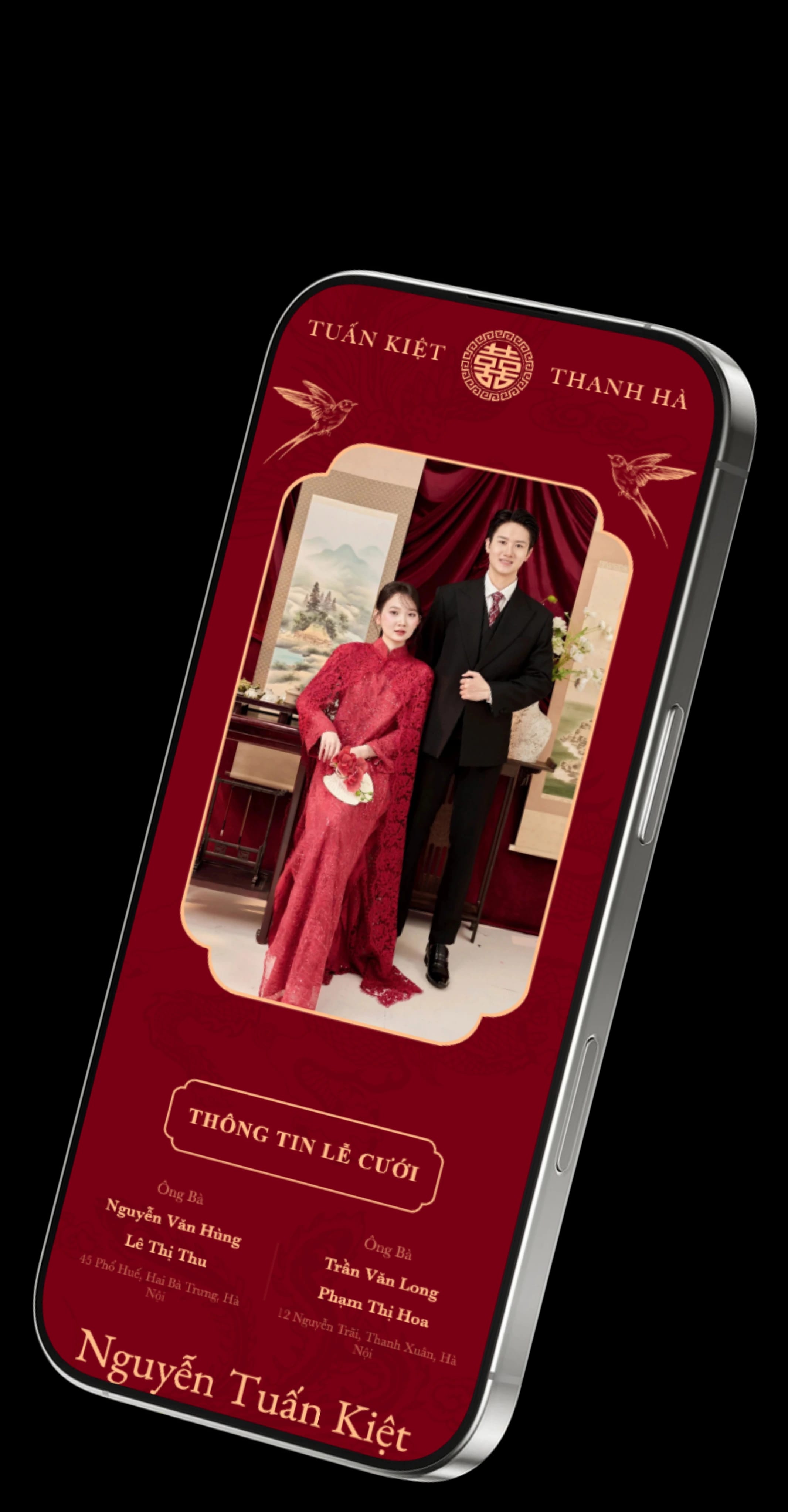 Mockup thiệp cưới online trên điện thoại