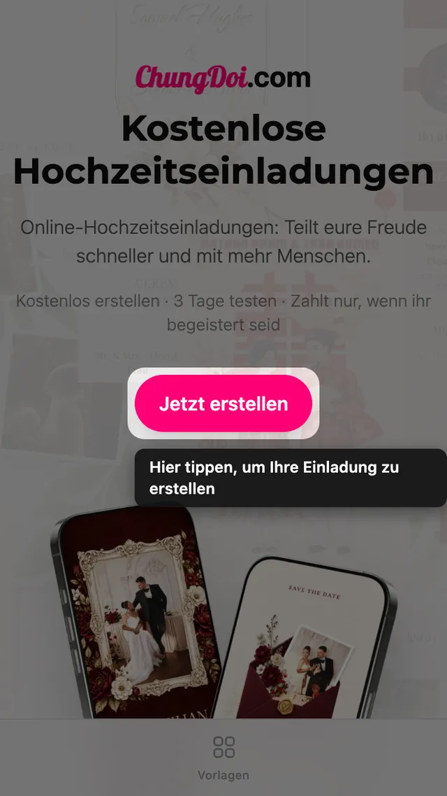 Die Schaltfläche zum Erstellen auf der ChungDoi-Startseite
