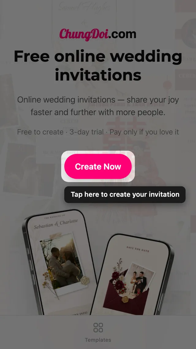 The create invitation button on the ChungDoi home page